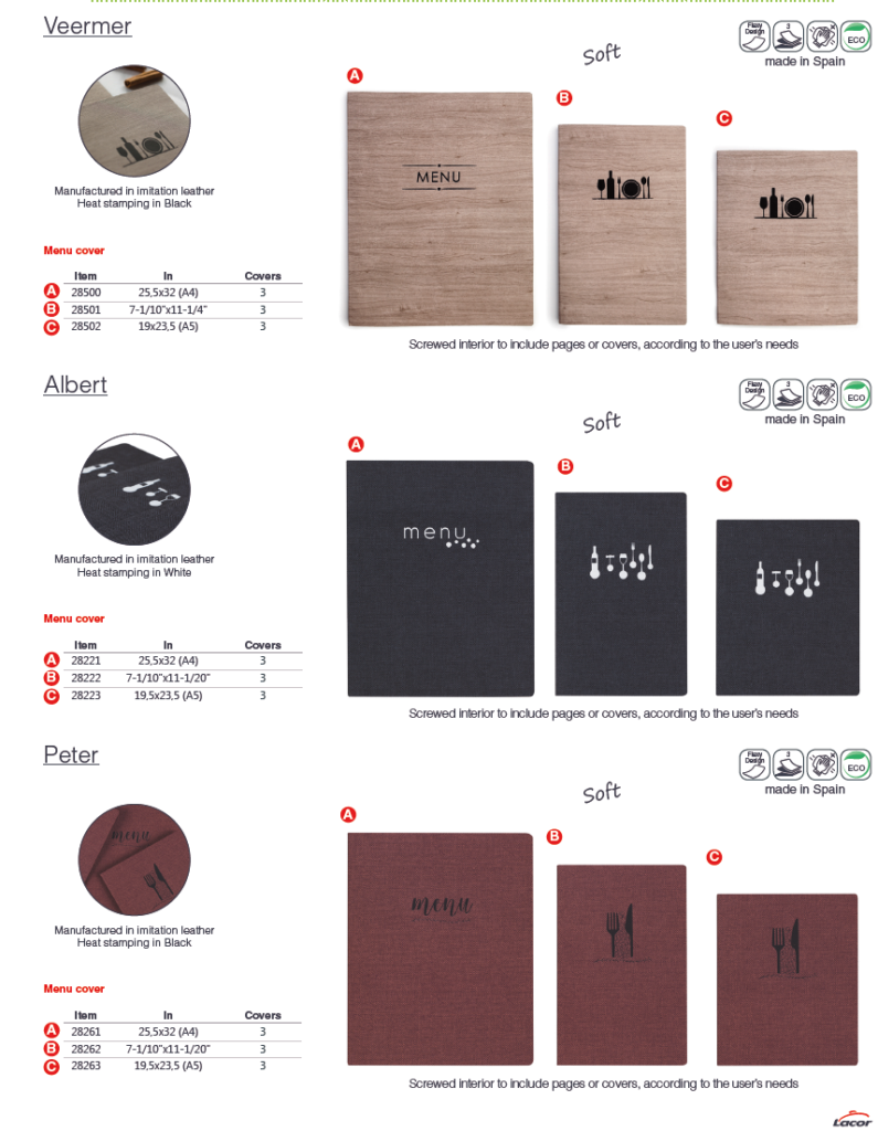 Lacor Menu Covers