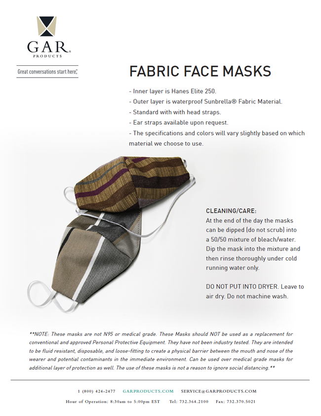 GAR facemasks