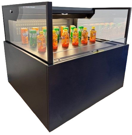 Image of square beverage merchandiser refrigerator
