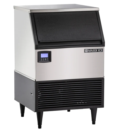 Maxx Ice Intelligent Series Self-Contained Ice Machine, 152 lbs, Full Dice Ice Cubes, with 75 lbs Built-in Ice Storage Bin, in Stainless Steel with Black Trim (MIM150N)