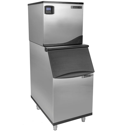 Maxx Ice Intelligent Series Modular Ice Machine, 22"W, 361 lbs, Half Dice Ice Cubes, with Storage Bin, 22"W, 310 lbs, in Stainless Steel (MIM360NH-B310)<br />